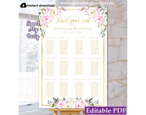 Cream pink roses seating chart,Ivory pink roses seating chart,(135)